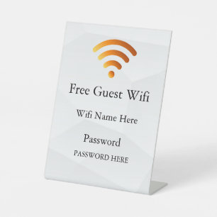 Signe De Table Mot de passe et réseau Wifi invité professionnel