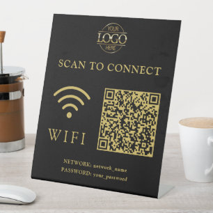 Signe De Table Mot de passe et réseau Wifi modernes Code QR Log