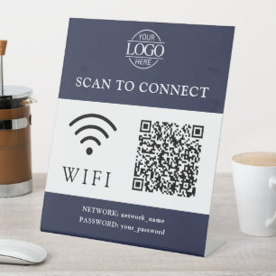 Signe De Table Mot de passe et réseau Wifi modernes Code QR Log