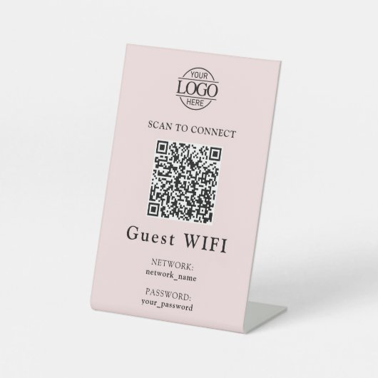 Signe De Table Mot de passe et réseau Wifi simple | Code QR d'ent (Recto)