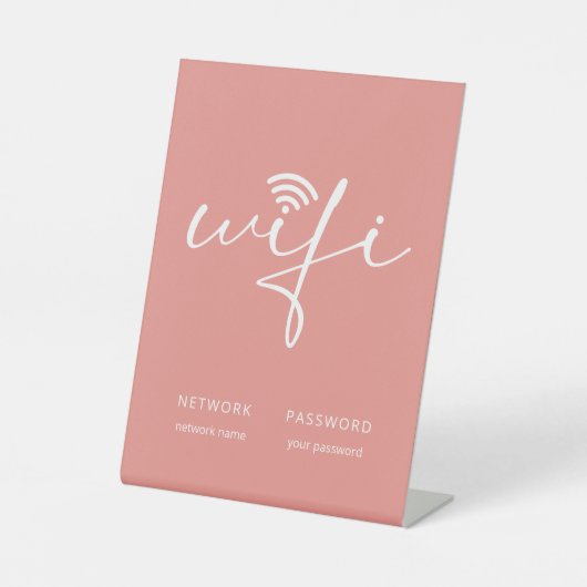 Signe De Table Mot de passe réseau de script WiFi moderne Rose co (Recto)
