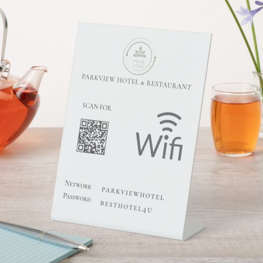 Signe De Table Mot de passe réseau Wifi simple Code QR Logo Blanc (In SItu)