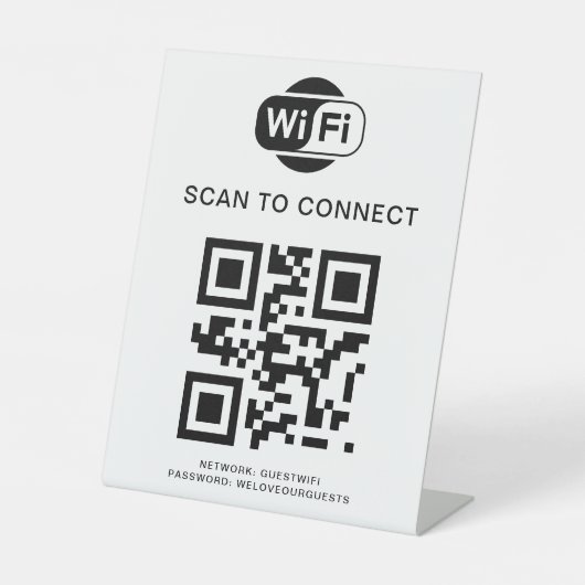 Signe De Table Mot de passe Wifi | Analyse du code QR pour se con (Recto)