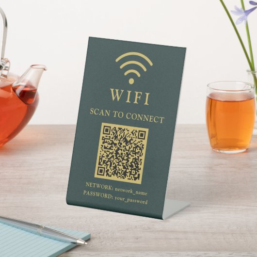 Signe De Table Mot de passe Wifi & Logo et code QR de l'entrepris (In SItu)