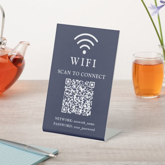 Signe De Table Mot de passe Wifi & Logo et code QR de l'entrepris (In SItu)