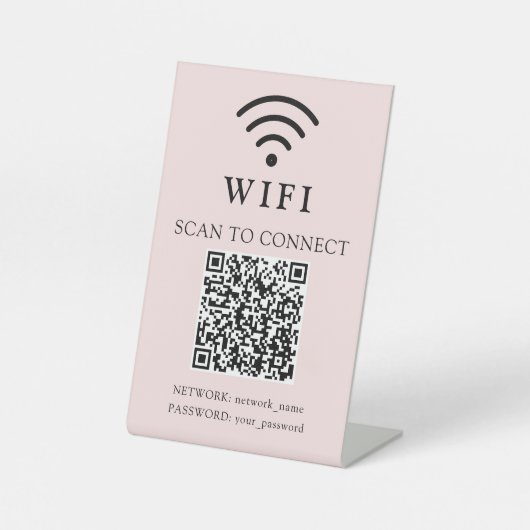 Signe De Table Mot de passe Wifi & Logo et code QR de l'entrepris (Recto)