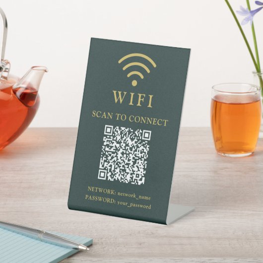 Signe De Table Mot de passe Wifi & Logo et code QR de l'entrepris (In SItu)
