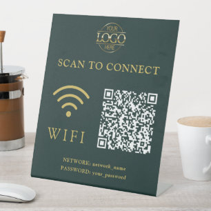 Signe De Table Mot de passe Wifi moderne & Réseau Code QR Logo