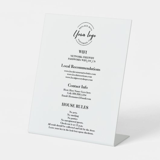 Signe De Table Mot de passe WIFI personnalisable pour Guest Votre (Recto)