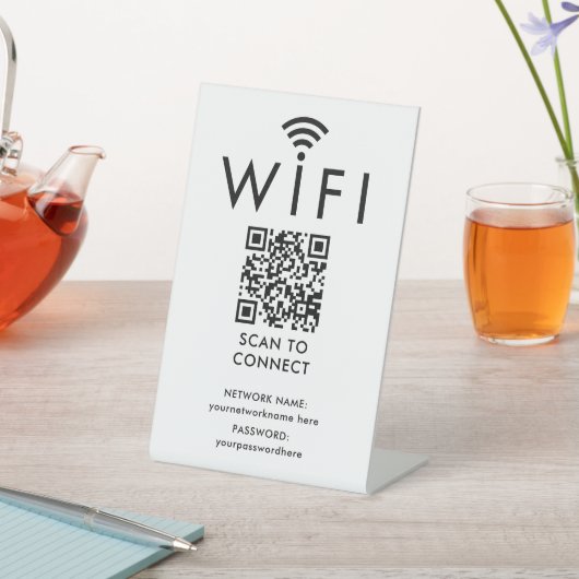 Signe De Table Mot de passe Wifi personnalisé et code QR réseau (In SItu)