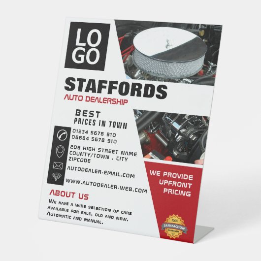 Signe De Table Moteur automobile, concessionnaire automobile Publ (Recto)