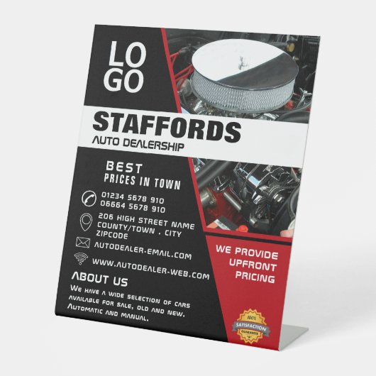 Signe De Table Moteur automobile, concessionnaire automobile Publ (Recto)