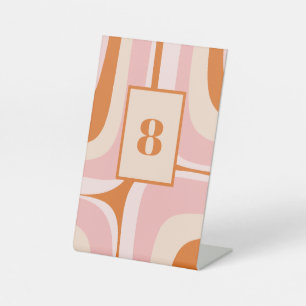 Signe De Table Motif Abstrait rétro Groove rose et orange