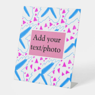 Signe De Table Motif aquarelle bleu rose ajoutez nom texte person