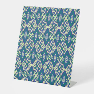 Signe De Table motif bleu et vert avec un arrière - plan blanc