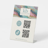 Signe De Table Motif de géode Code QR Bijoux Réseaux sociaux (Recto)