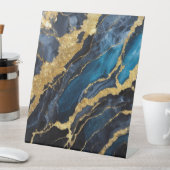 Signe De Table Motif en marbre bleu avec or (In SItu)