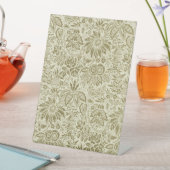 Signe De Table Motif Floral Vert Sage Antique Damas (In SItu)