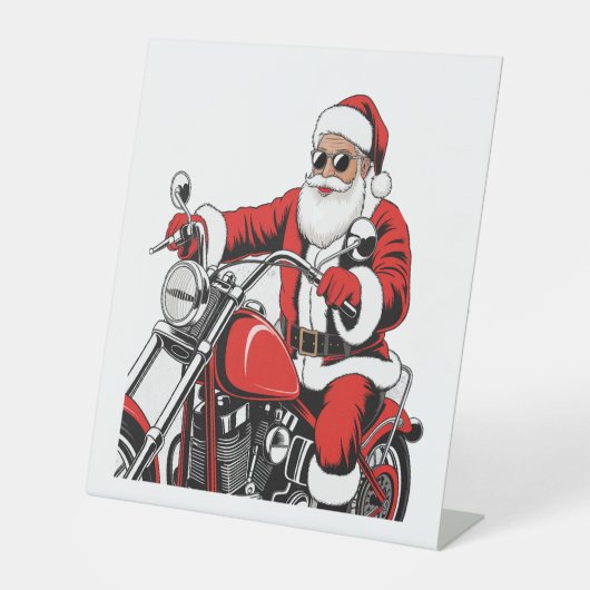 Signe De Table Moto à cheval père Noël (Recto)