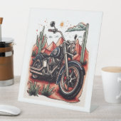 Signe De Table Moto dans le désert Cactus Western Set (In SItu)