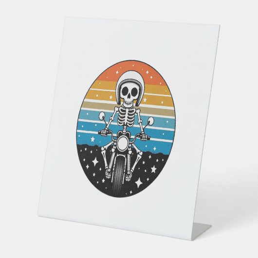 Signe De Table Motocyclette à ailes pour motocyclette à crâne (Recto)