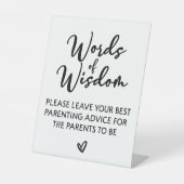 Signe De Table Mots de sagesse pour les parents Baby shower (Recto)