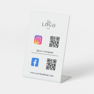 Signe De Table Multi QR Code Business Social Media Sign