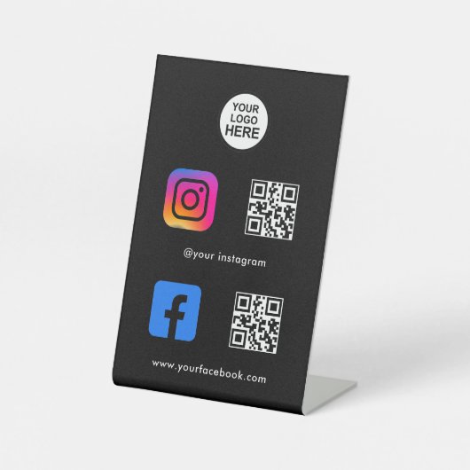 Signe De Table Multi QR Code Business Social Media Sign (Recto)