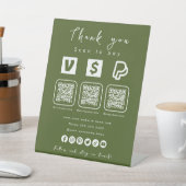 Signe De Table Multi QR Code Paypal Venmo Cash App Moss Green (In SItu)