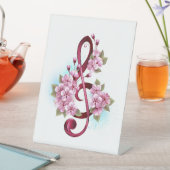 Signe De Table Musical treble clef notes with sakura flowers (In SItu)