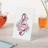 Signe De Table Musical treble clef notes with sakura flowers (In SItu)
