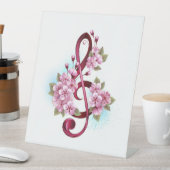 Signe De Table Musical treble clef notes with sakura flowers (In SItu)