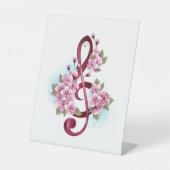 Signe De Table Musical treble clef notes with sakura flowers (Recto)