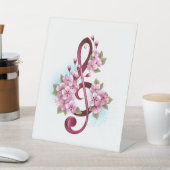 Signe De Table Musical treble clef notes with sakura flowers (In SItu)