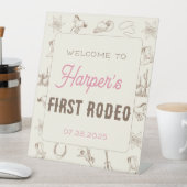 Signe De Table My First Rodeo Personalized Birthday Pink Girl (In SItu)