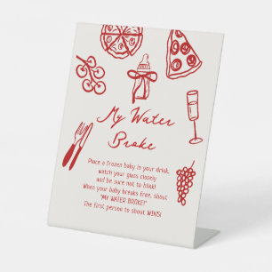 Signe De Table My Water Broke Pizza Baby shower Jeu