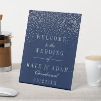 Navy Blue et Glam Silver Confeti Wedding Welcome