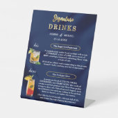 Signe De Table Navy Blue & Gold Simple Wedding Signature Drinks  (Recto)