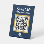 Signe De Table Navy BLue Modern Networking QR code entreprise (Recto)