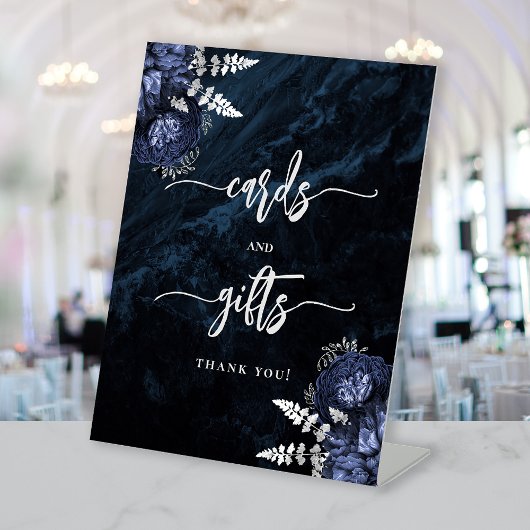 Signe De Table Navy Blue Silver Floral Wedding Cards Gifts