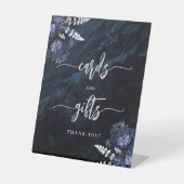 Signe De Table Navy Blue Silver Floral Wedding Cards Gifts (Recto)