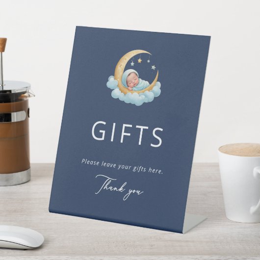 Signe De Table Navy Celestial Moon Baby Shower Gifts (In SItu)