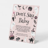 Signe De Table Ne pas dire Baby Pink Halloween Baby shower jeu (Recto)