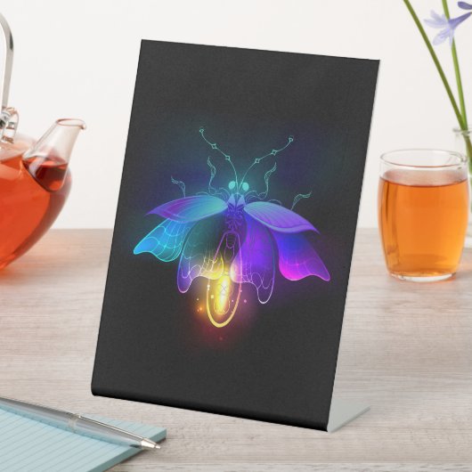 Signe De Table Neon Firefly sur noir (In SItu)