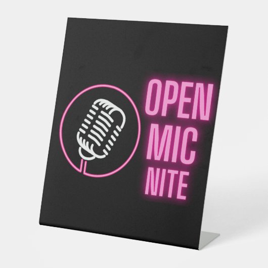Signe De Table Neon Pink Open Mic Tabletop (Recto)