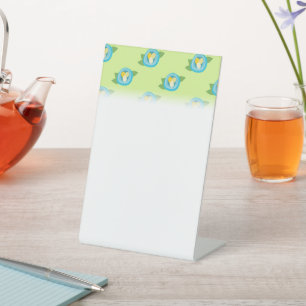 Signe De Table Nids d'oiseau bleus Œufs colorés Feuilles vertes N