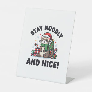 Signe De Table Noël de furet drôle Reste noué et gentil