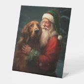 Signe De Table Noël festif du Père Noël de l'Irish Red Setter (Recto)