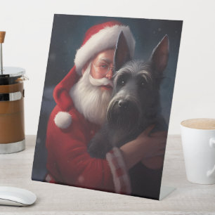 Signe De Table Noël festif écossais du Terrier Santa Claus