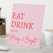 Signe De Table Noël Joyeux et rose rouge vif 2025 (In SItu)